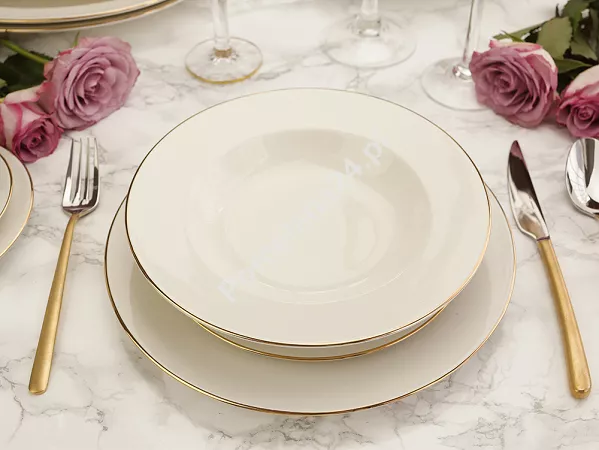 Serwis obiadowo - herbaciany na 12 osób (105 el.) Bogucice - Lolita Cream Gold 1258