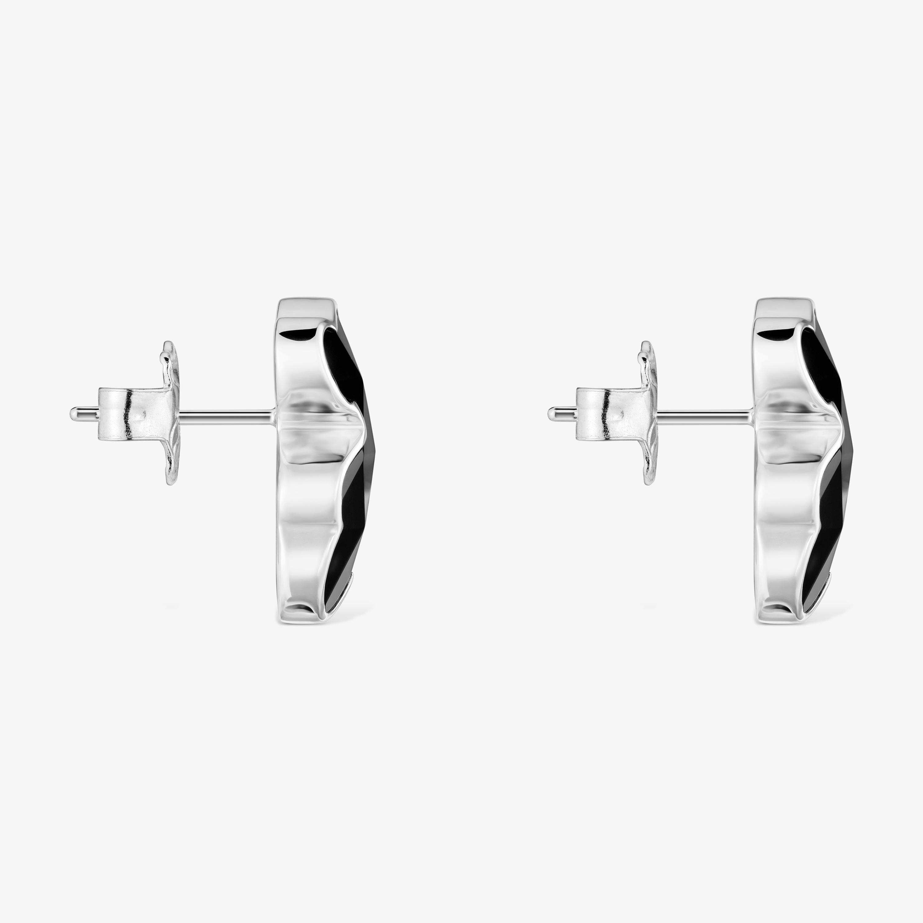 Pendientes oso de plata y ónix 16 mm Icon Color