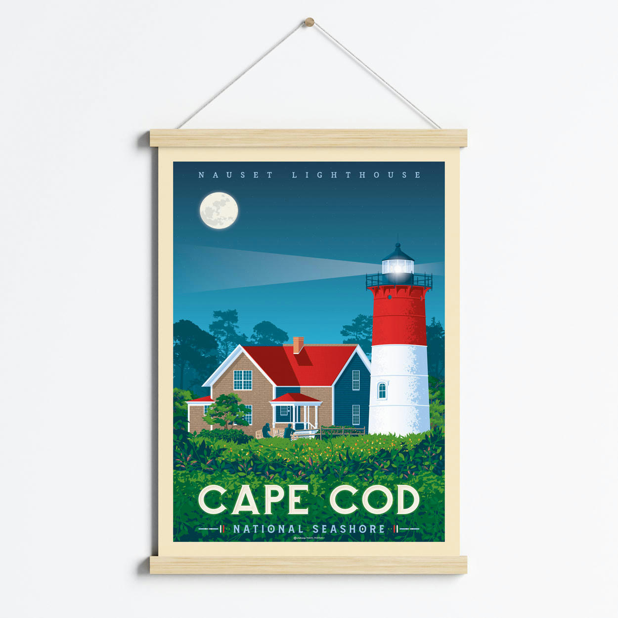 - Affiche Cape Cod Etats-Unis + Cadre Magnétique (Bois) 50x70 cm