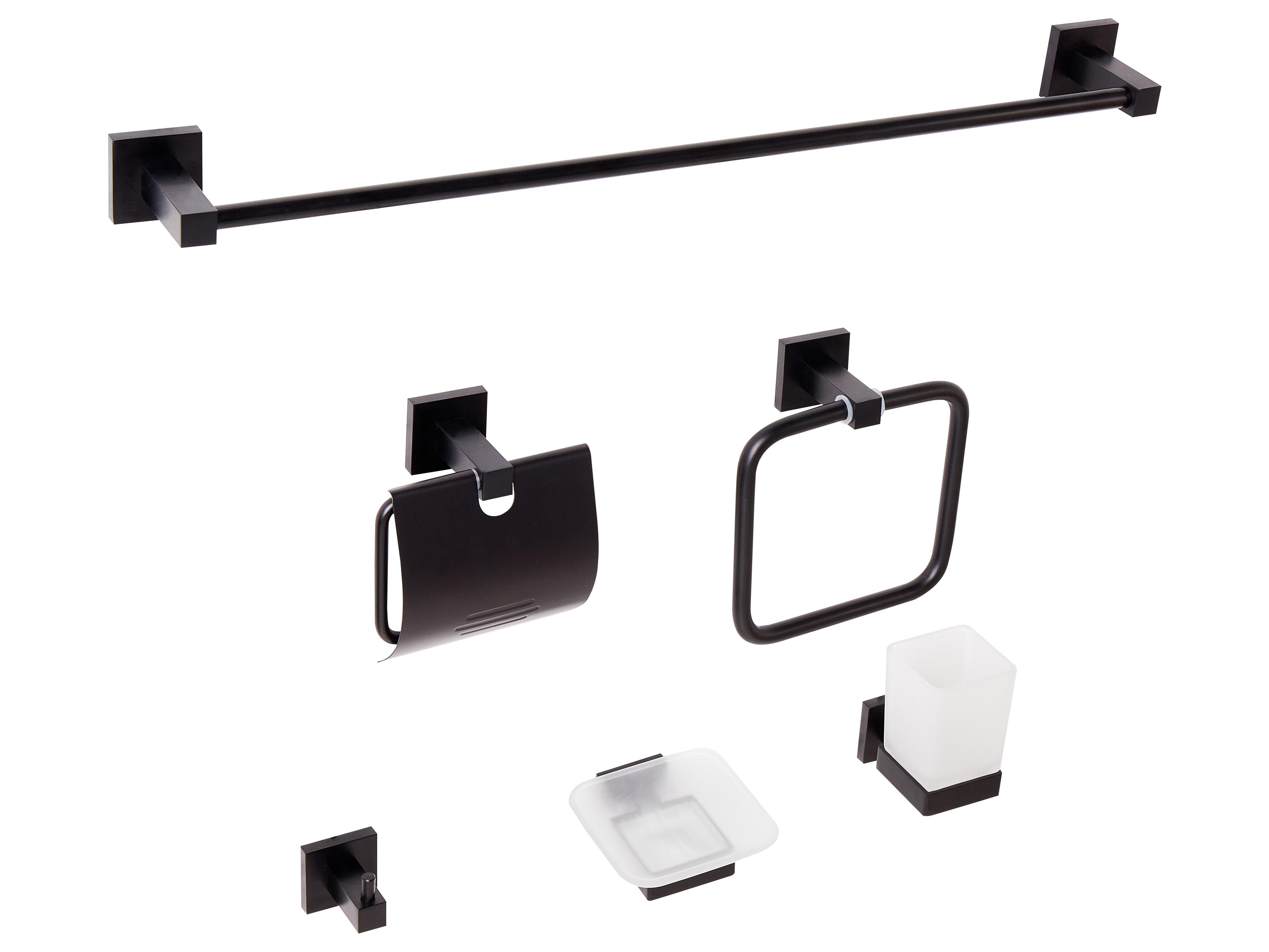 6-Piece Bathroom Hardware Set UVITA with Towel Bars and Hooks Black