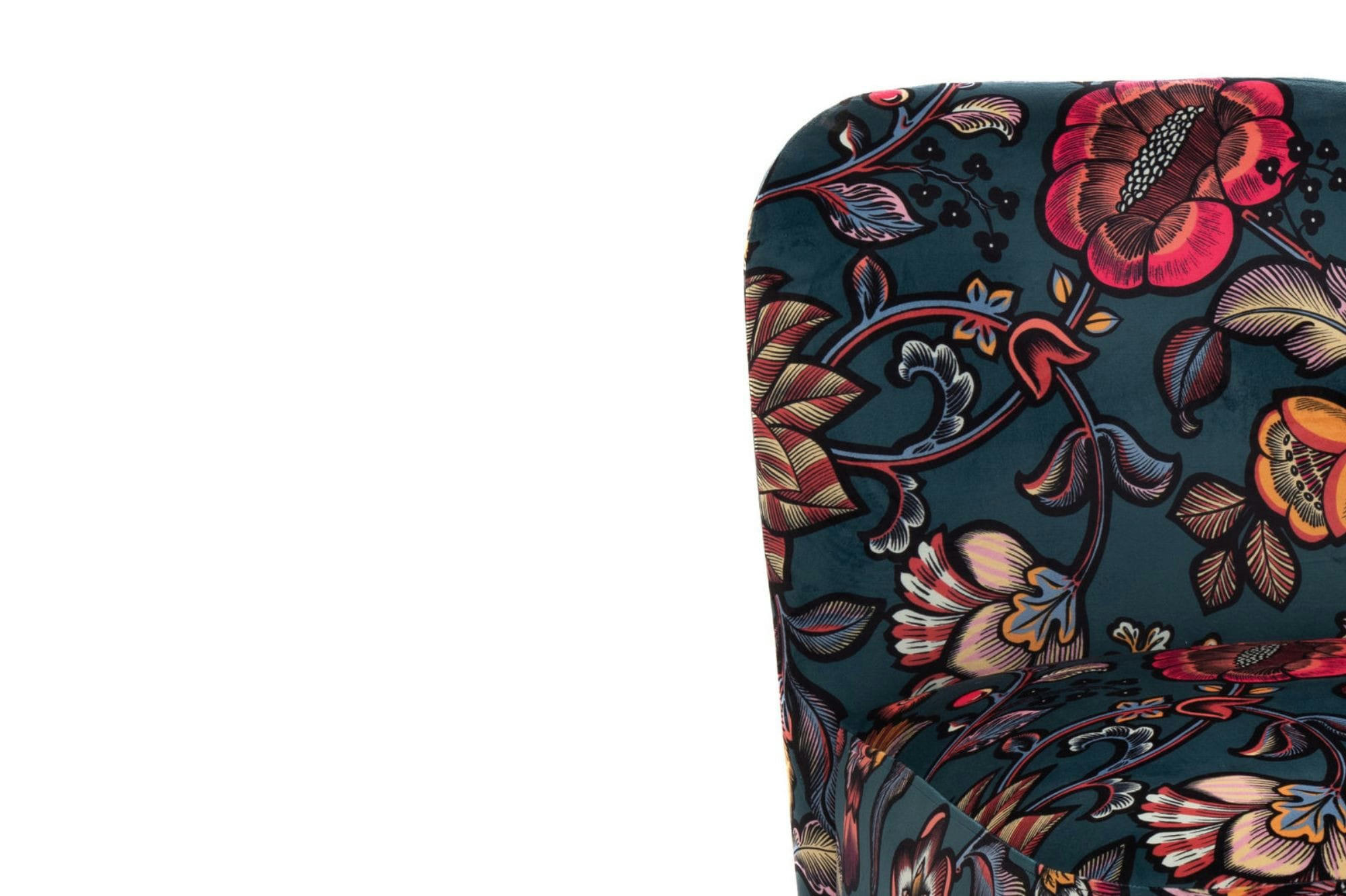 INDIA - Fauteuil trendy en velours et pieds noirs