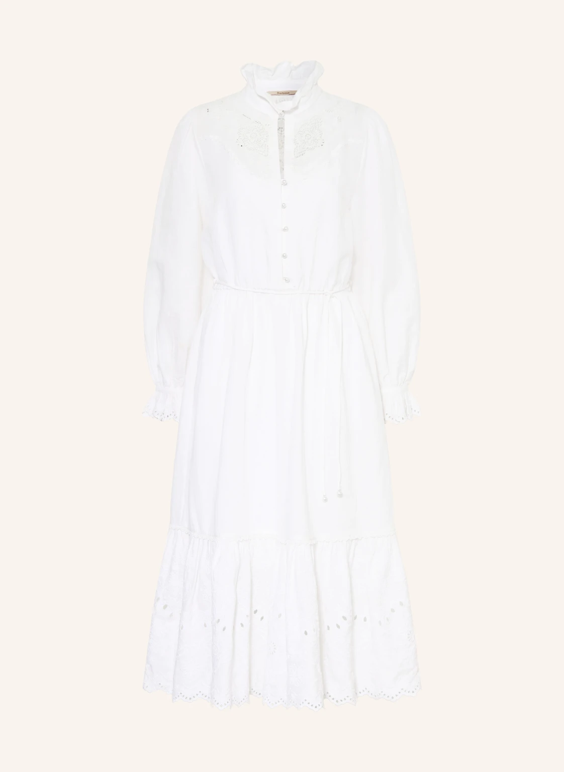 Barbour Kleid mit Lochspitze und Rüschen