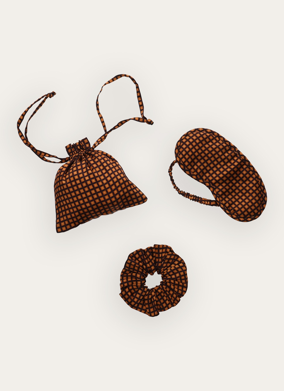 SET ACCESSOIRES DE NUIT - MASQUE ET CHOUCHOU MARRON