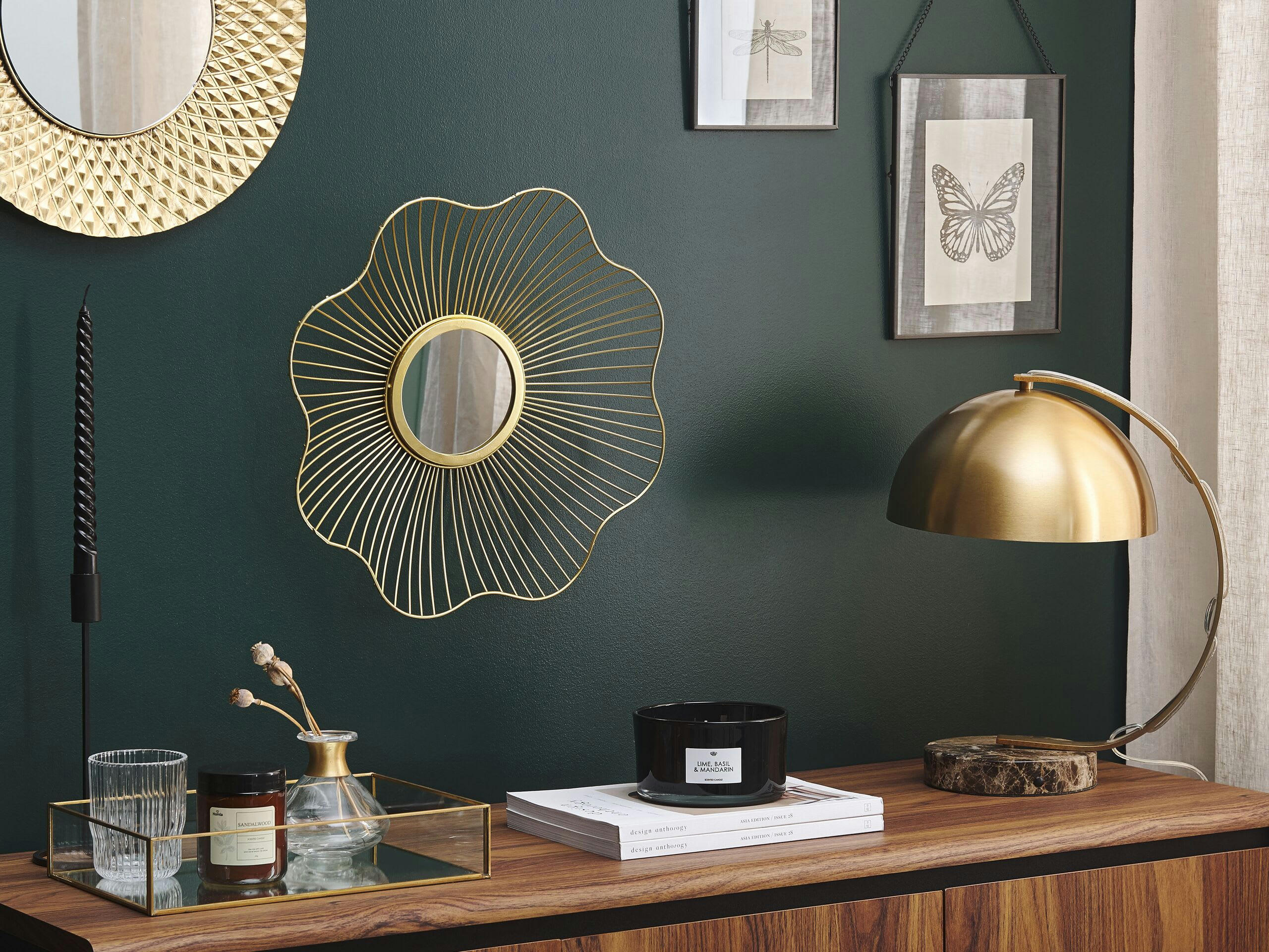 SENS - Miroir en métal doré 40x40