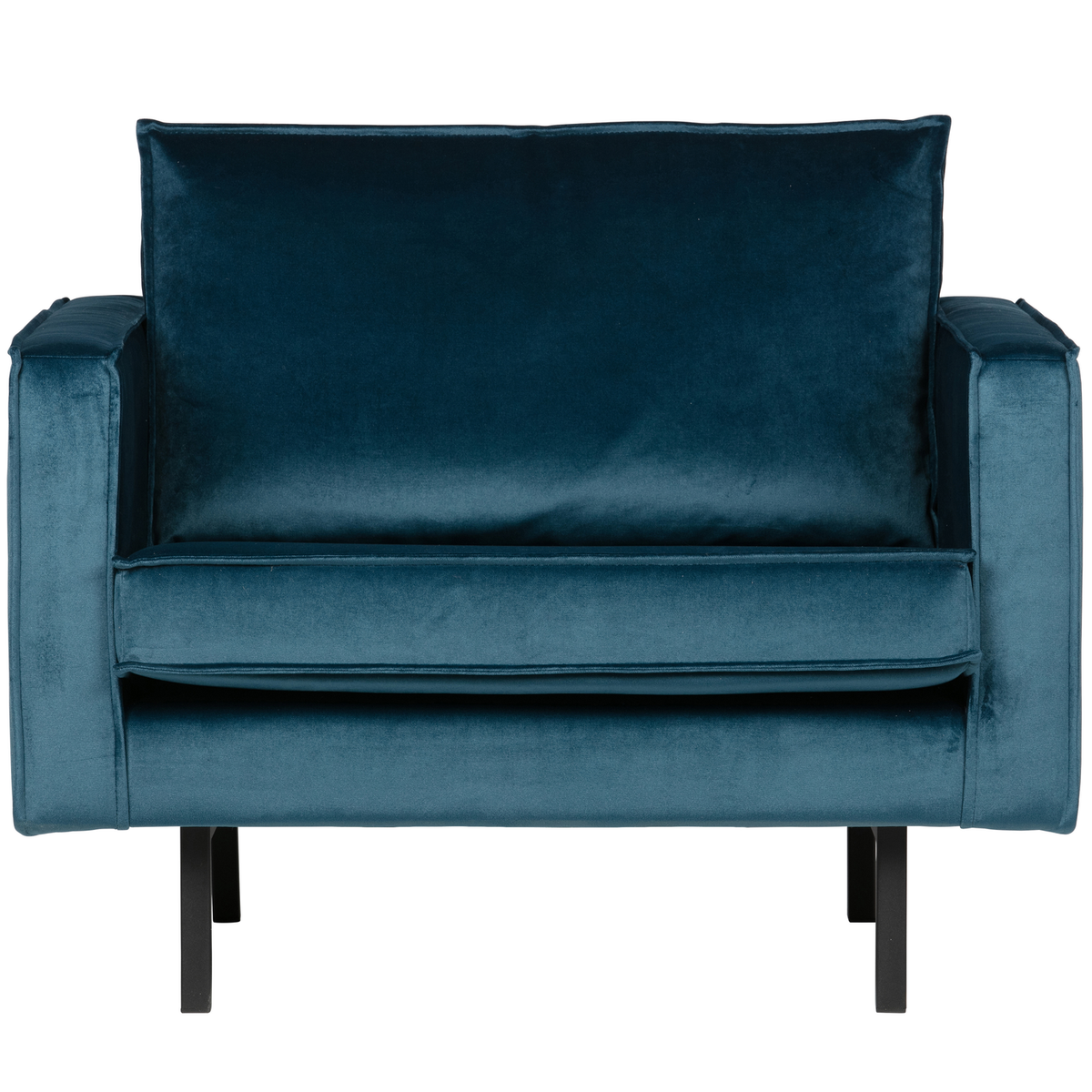 WOOOD fauteuil Rodeo - Velvet - Blauw - 85x105x86