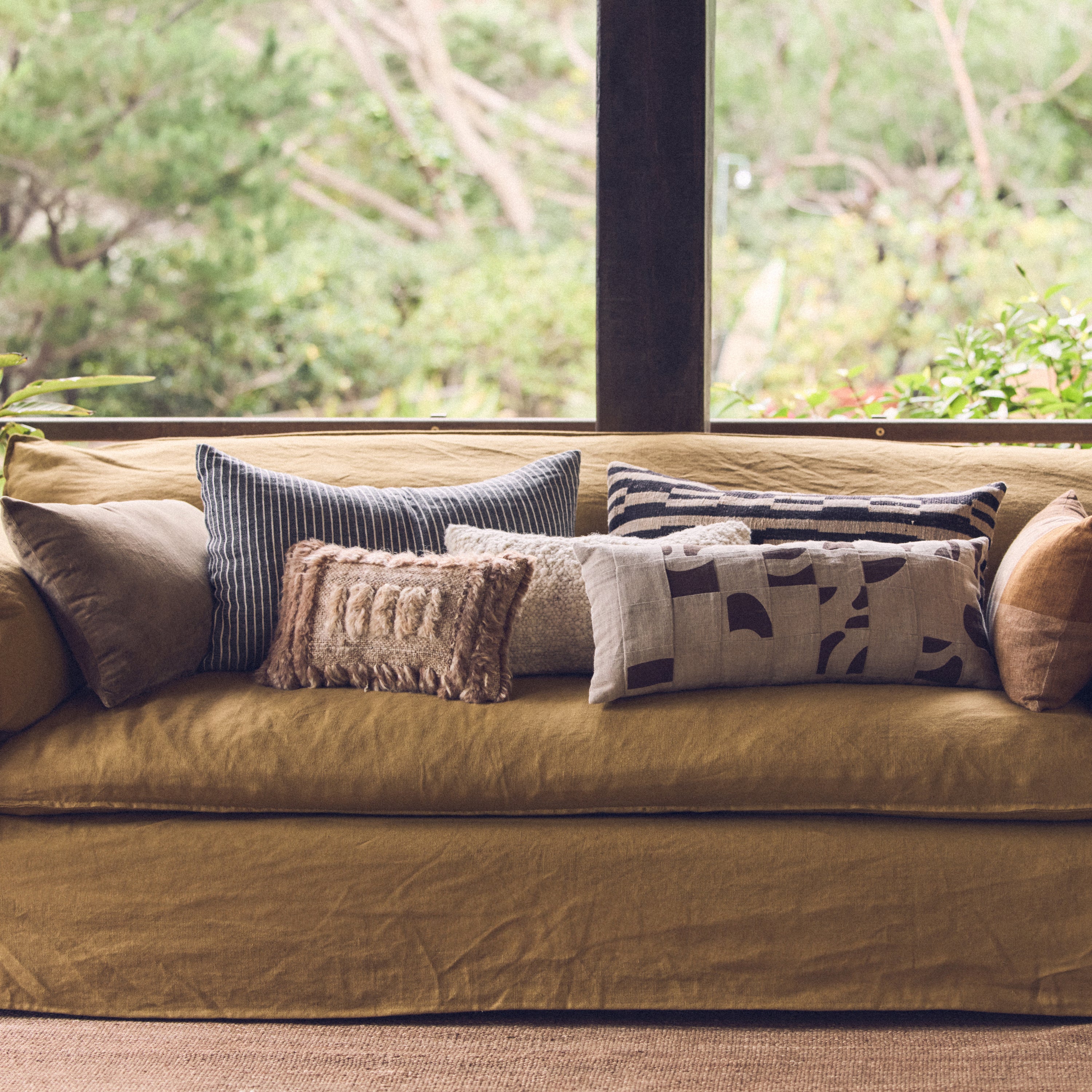 HKliving Nomad 5-zitsbank - Linnen - Burnt Ochre