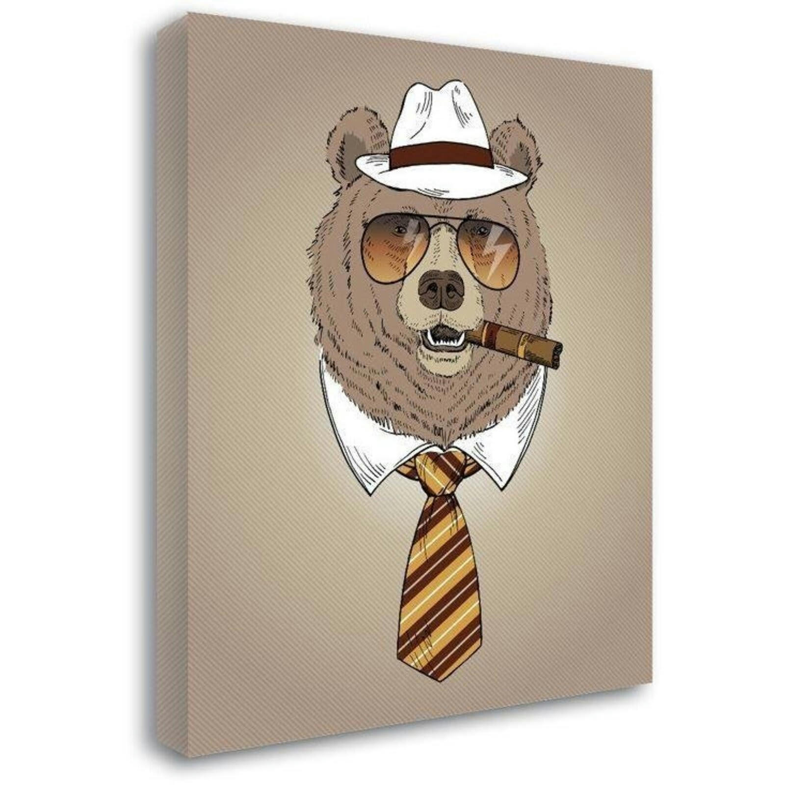 KIDS - Tableau ours avec cigare 40 x 60 cm