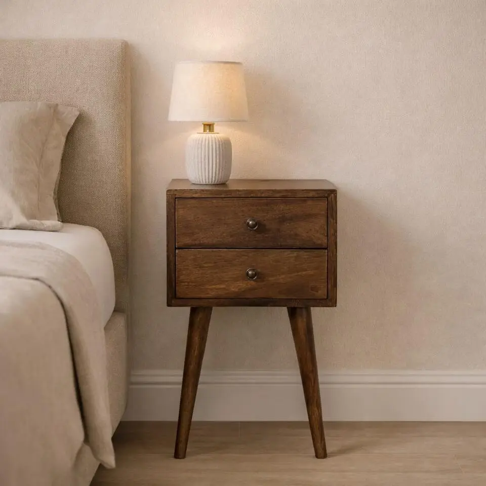 Nordic nachtkastje met 2 lades in klassiek grijs