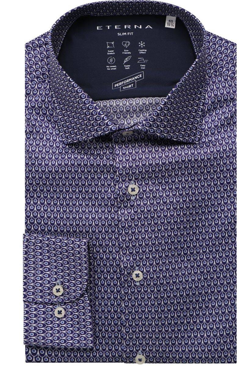 ETERNA Performance Slim Fit Tencel Hemd marine, Bedruckt