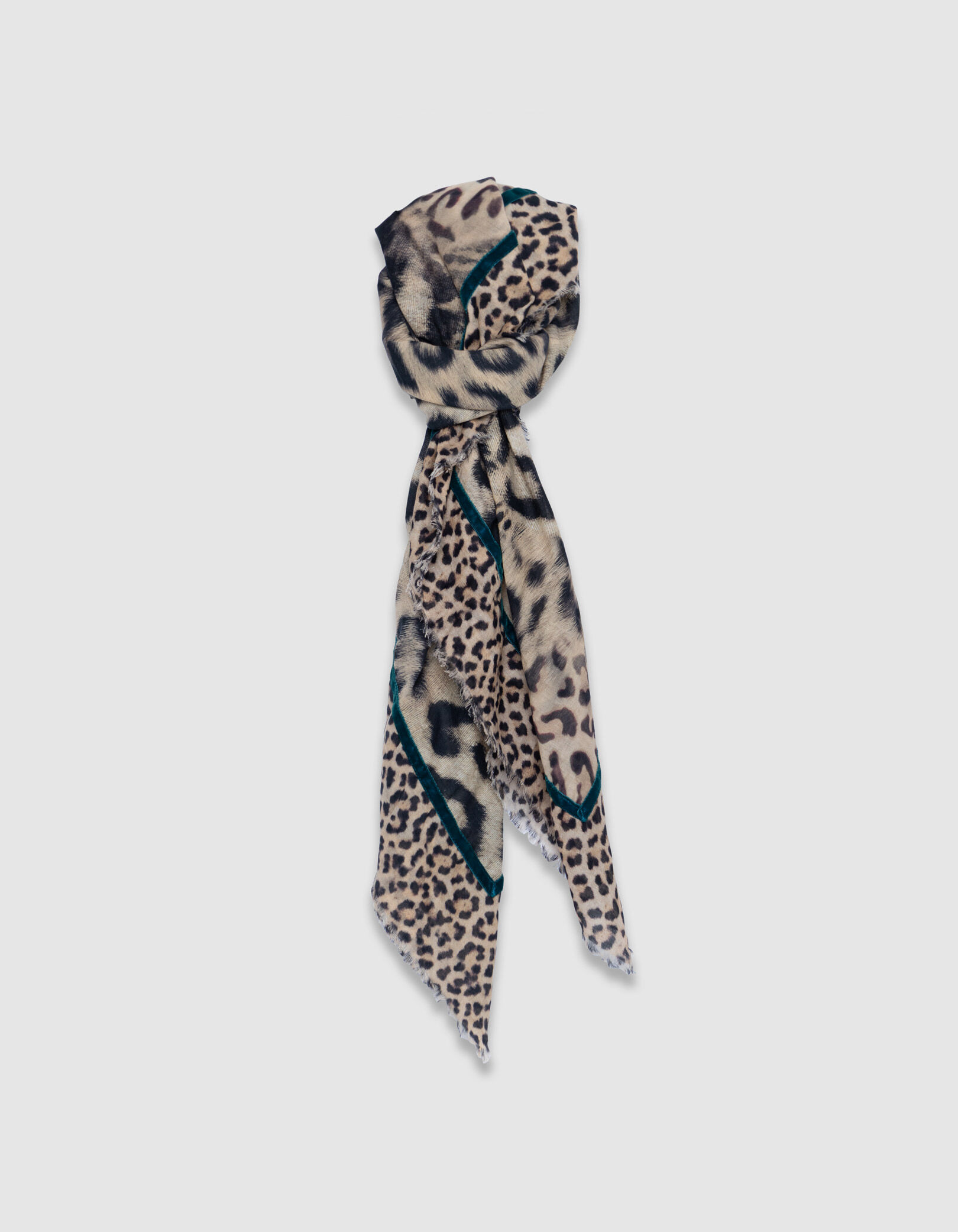 Foulard carré beige mix motifs léopard Femme