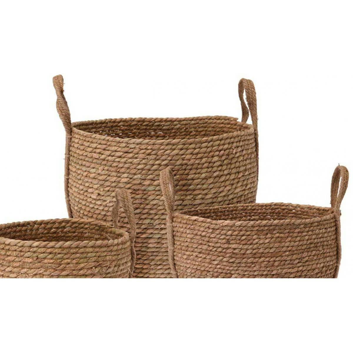 JONC DE MER - Set de 3 paniers ronds tressés en jonc de mer