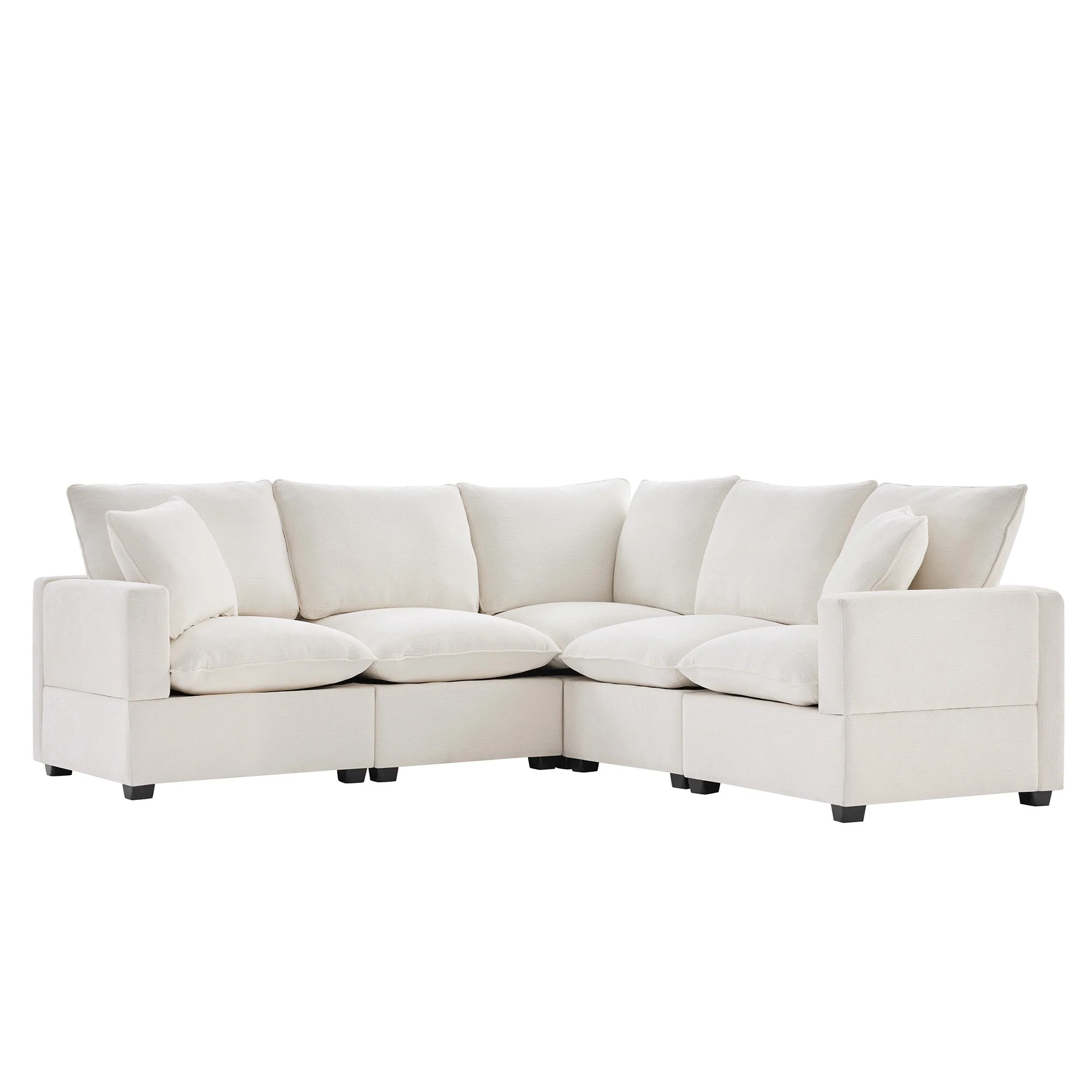 Modern L Shaped Modular Sectional Sofa with Reconfigurable Chenille Seats and Foam Cushions for Living Rooms or Offices