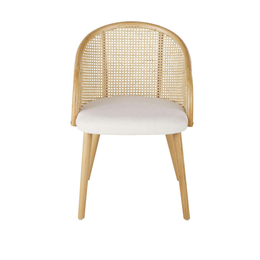 Sockette - Fauteuil de table écru et cannage en rotin