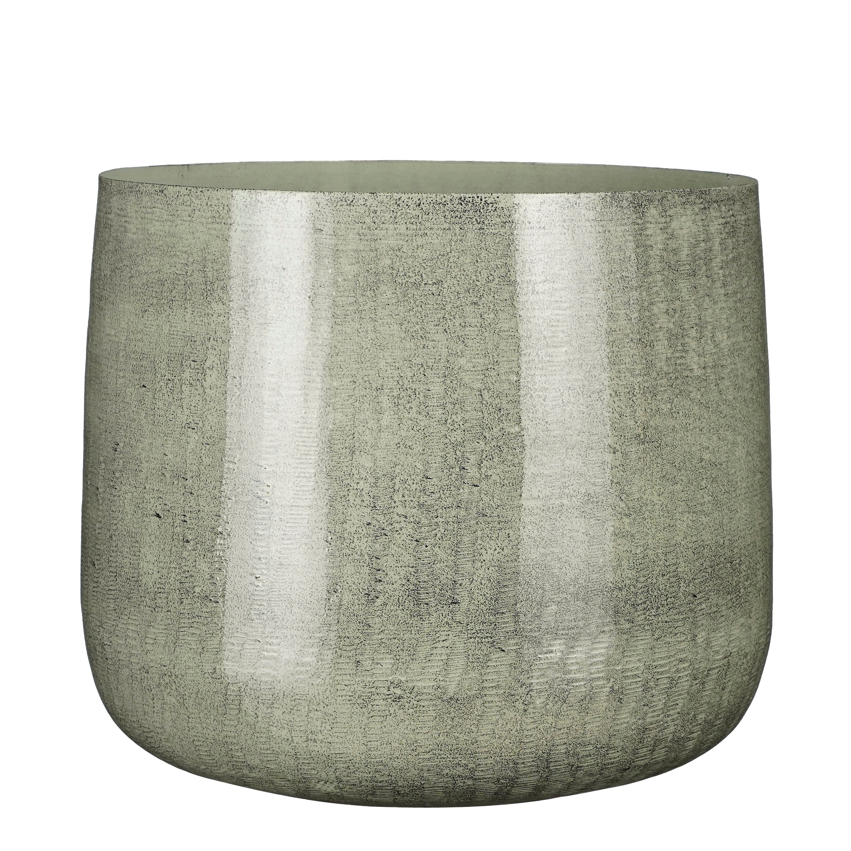 Mica Decorations Benson Bloempot - H27 x Ø32 cm - Metaal - Lichtgrijs