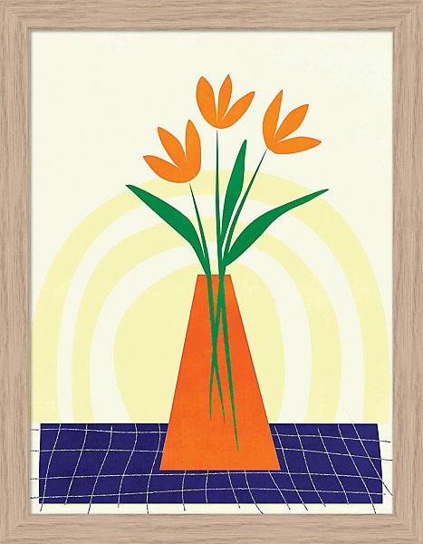 Affiche fleurs vase orange l.30 x H.40 cm Dada Art