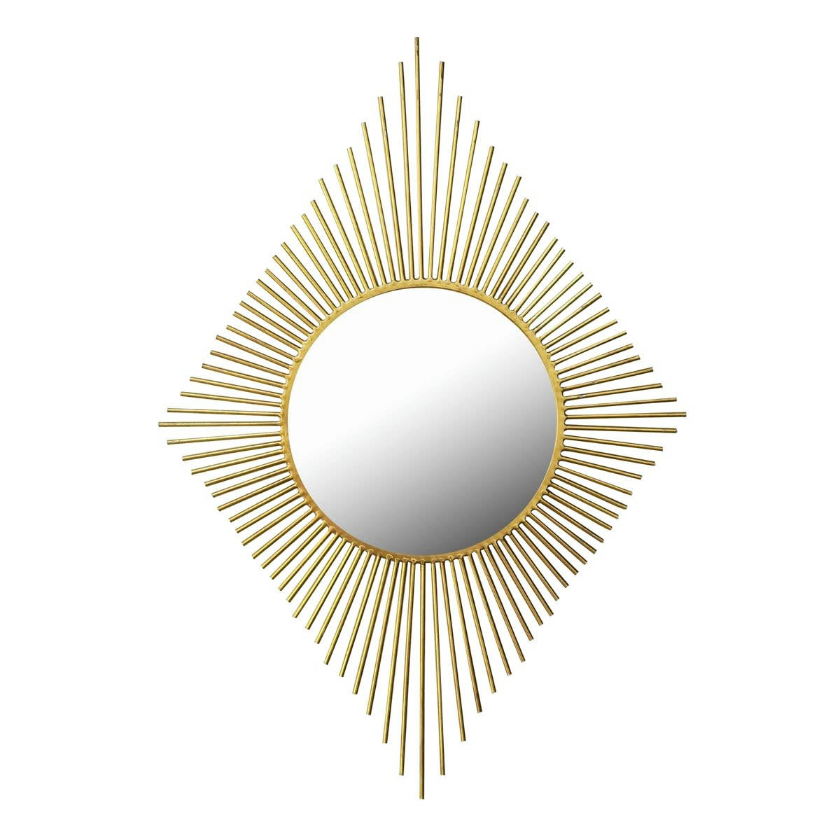 LOSANGE - Miroir soleil losange en métal or 82x65
