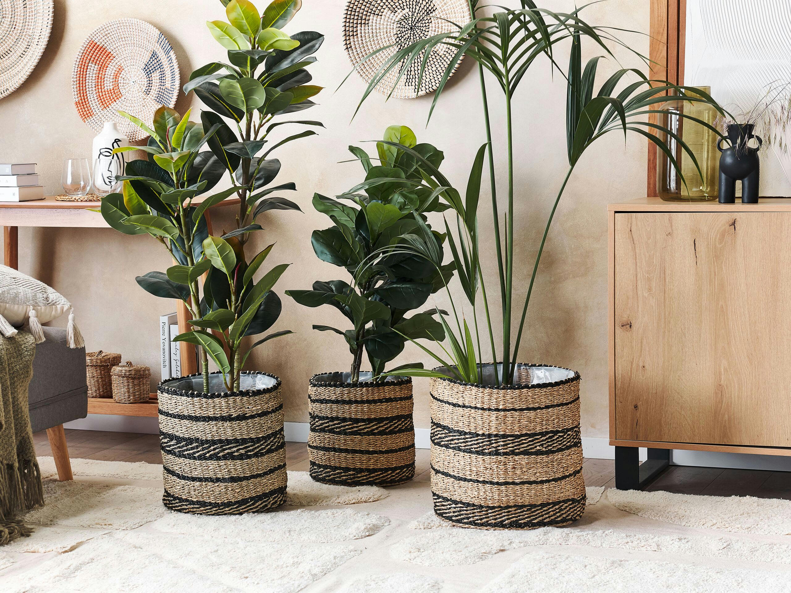 RASBORA - Cache-pot d'intérieur en bois solide beige H37 33 28