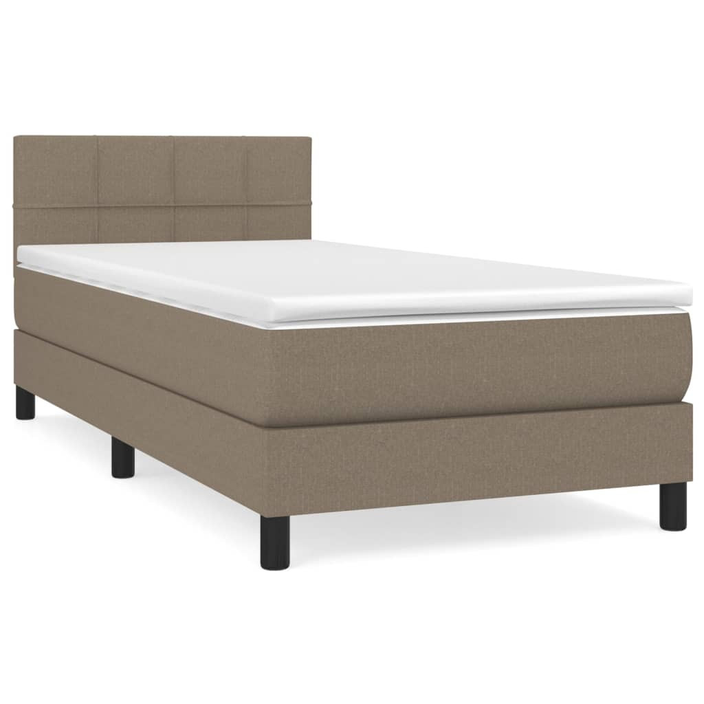 Łóżko kontynentalne z materacem taupe tkanina 90x200 cm