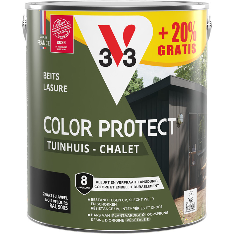 Lasure pour chalet Color Protect noir 2,5 L   0,5 L gratuit V33