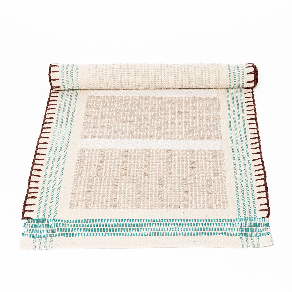 Passadeira WONJA taupe e azul 60x150cm