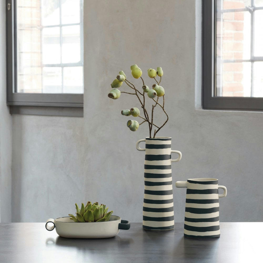 RAYU - Vase rayé en grès H22cm