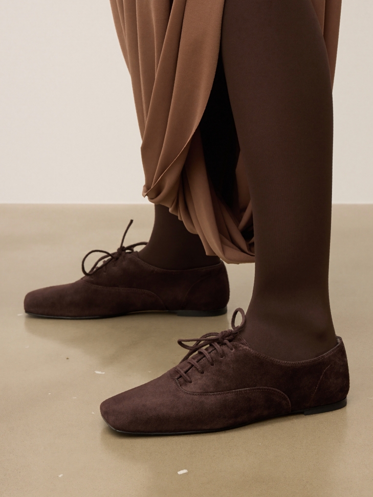 Dark brown shoes with low upper