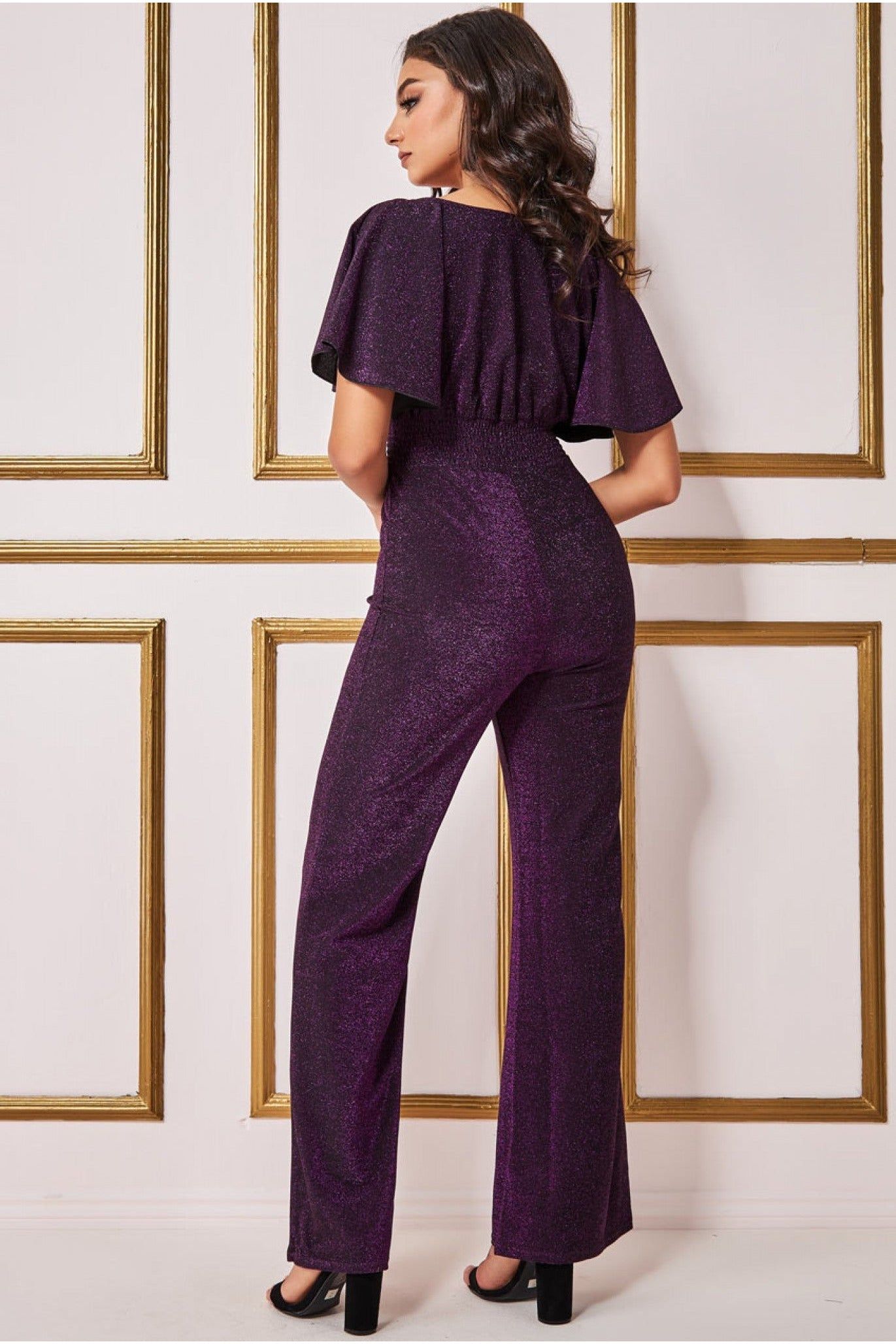 Goddiva Lurex Wrap Style Jumpsuit