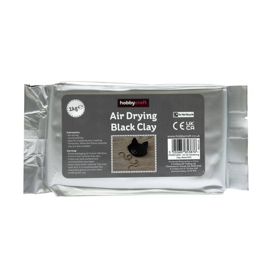 Black Air Drying Clay 1kg