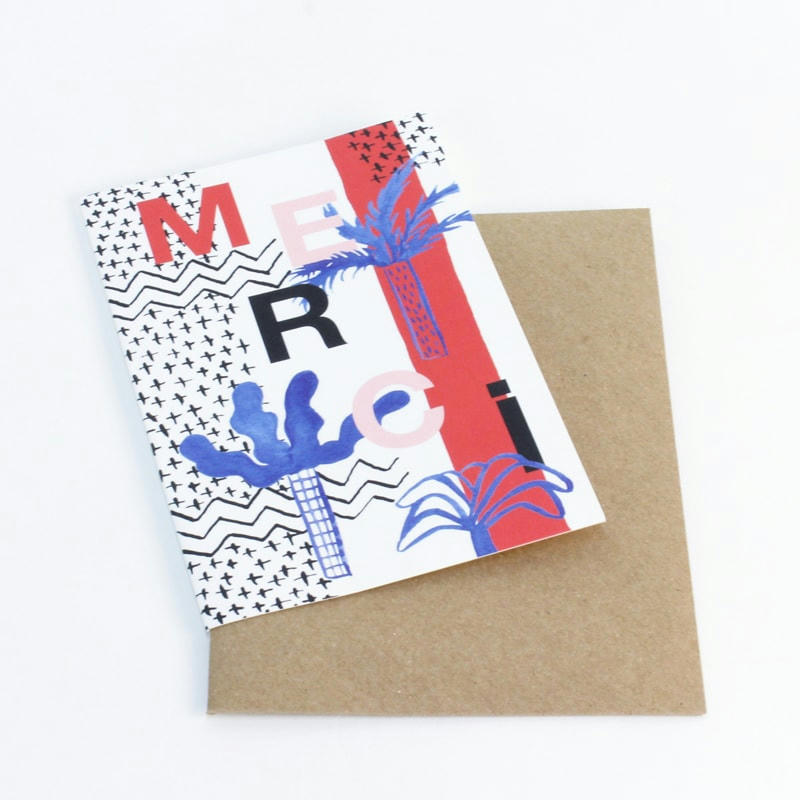 PALMIER - Carte postale double avec enveloppe en papier recyclé