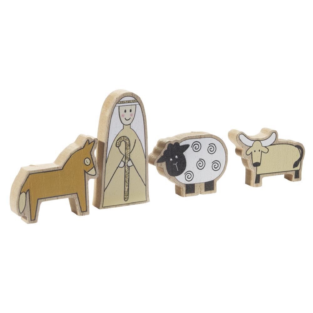 Sujet de crèche multicolore x4