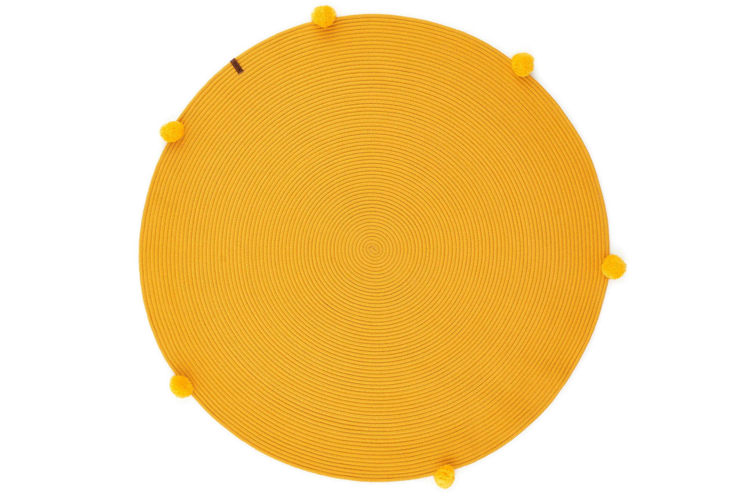 CALI - Tapis rond enfant uni fait main aspect jute jaune -D120
