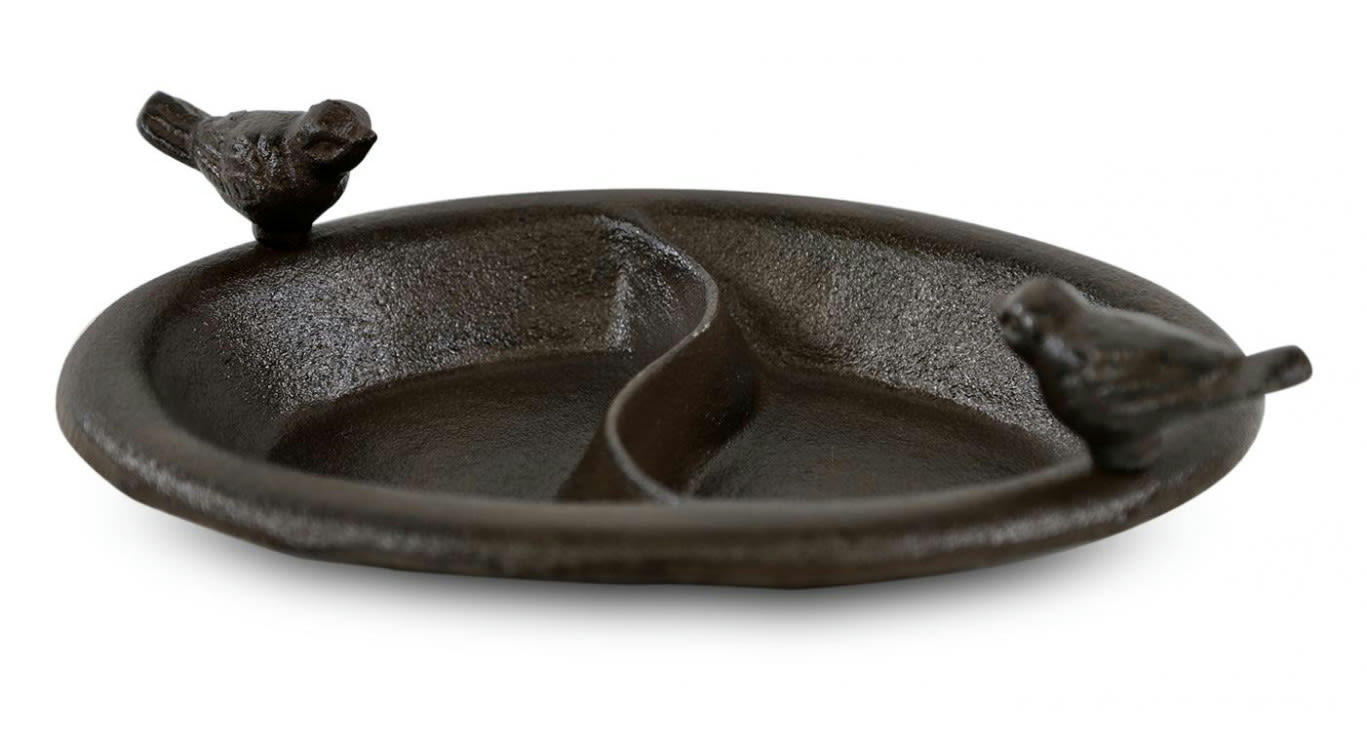 - Abreuvoir 2 Oiseaux Fonte Marron 25.5x17x7cm