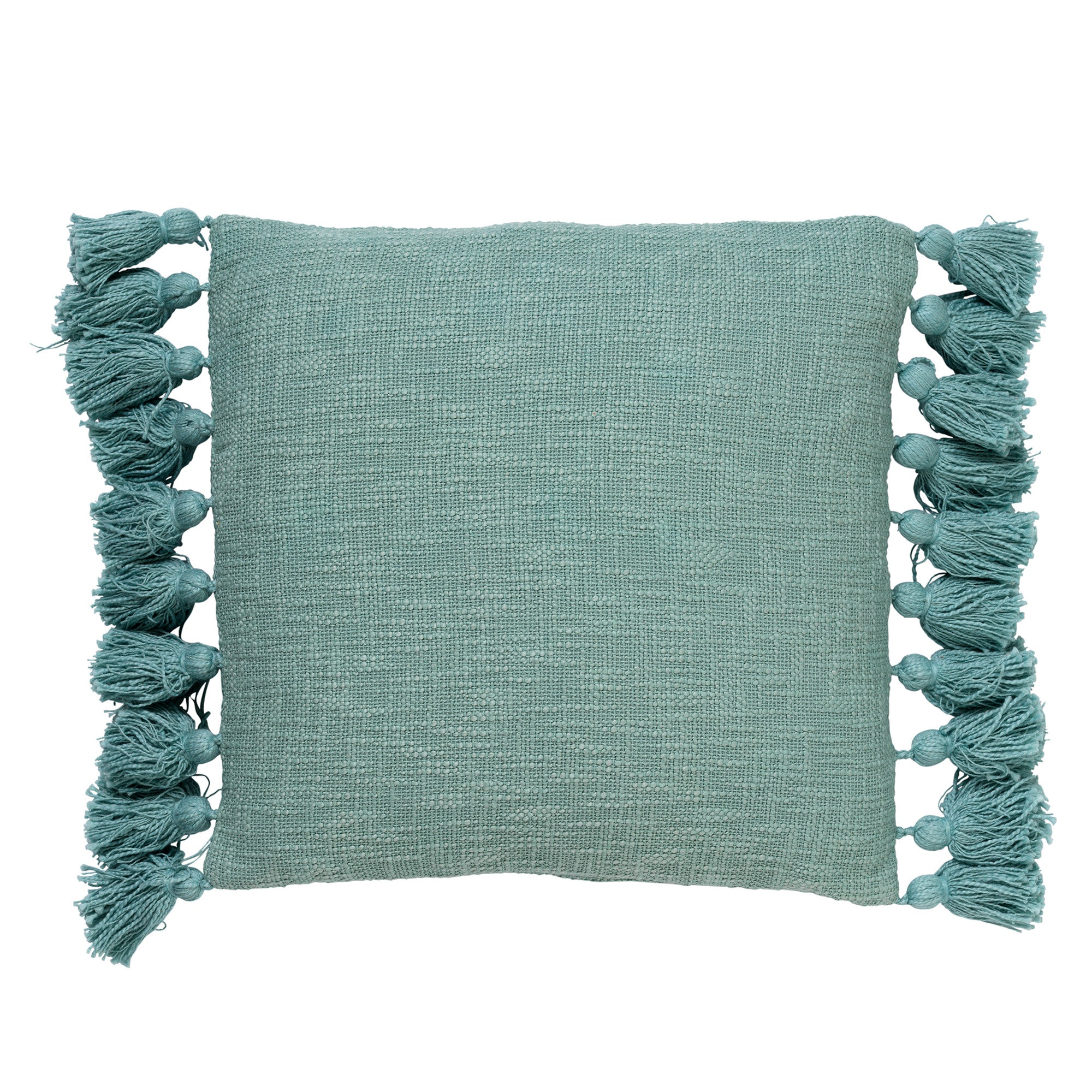 RUBY - Kussenhoes 45x45 cm - 100% katoen - met flosjes - Jadeite - lichtgroen