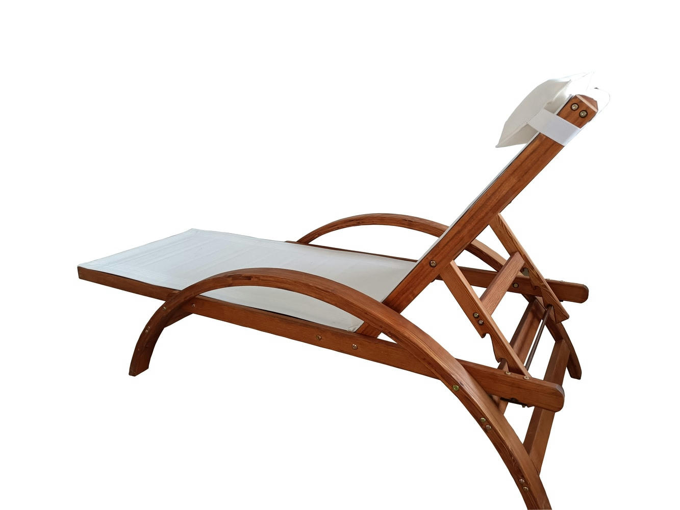 NAARI - Transat en bois et textilène blanc