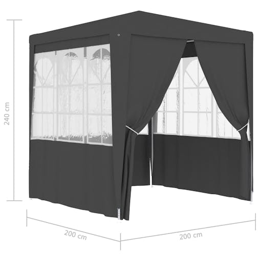 NNEVL Professional Party Tent with Side Walls 2x2 m Anthracite 90 g/m&sup2;