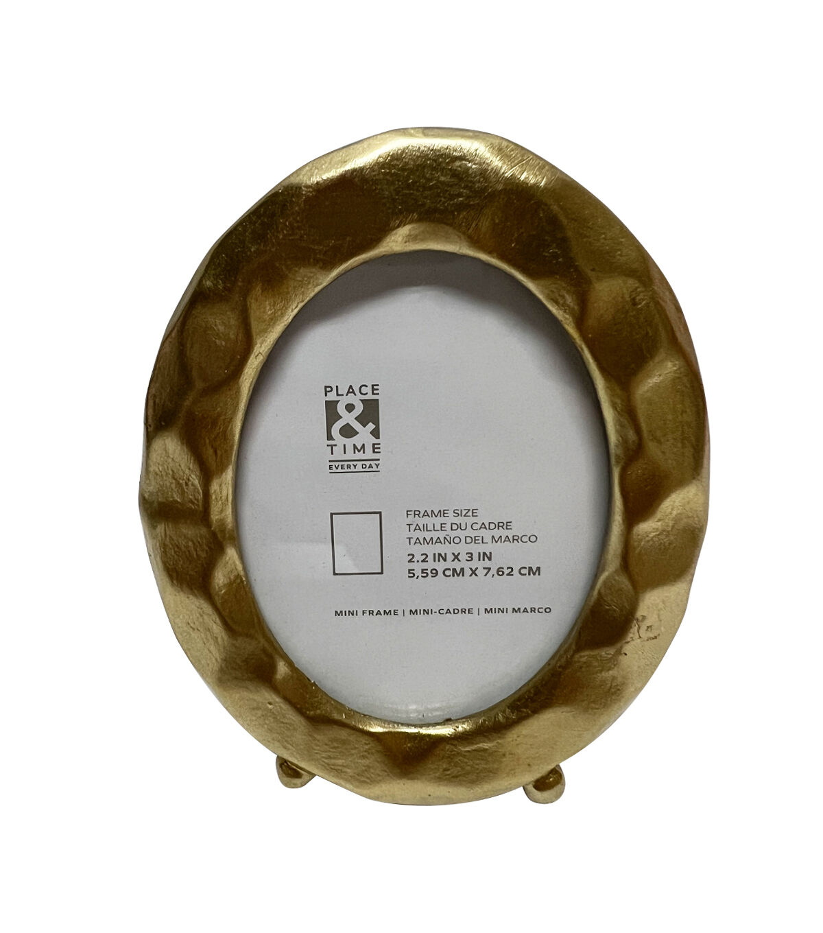 2 x 3 Gold Metal Oval Stamped Tabletop Picture Frame by Place & Time