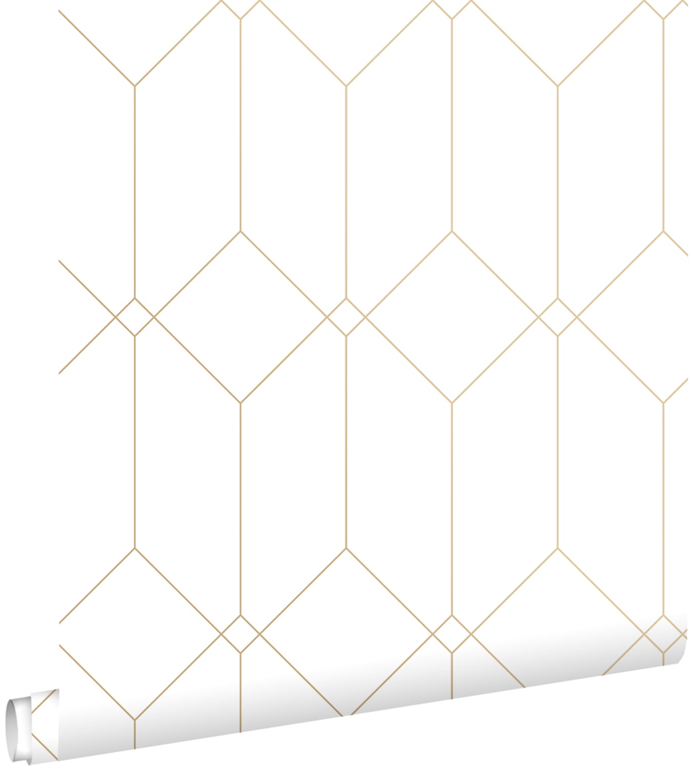 ESTAhome behang art deco motief wit en goud - 53 cm x 10.05 m - 139223