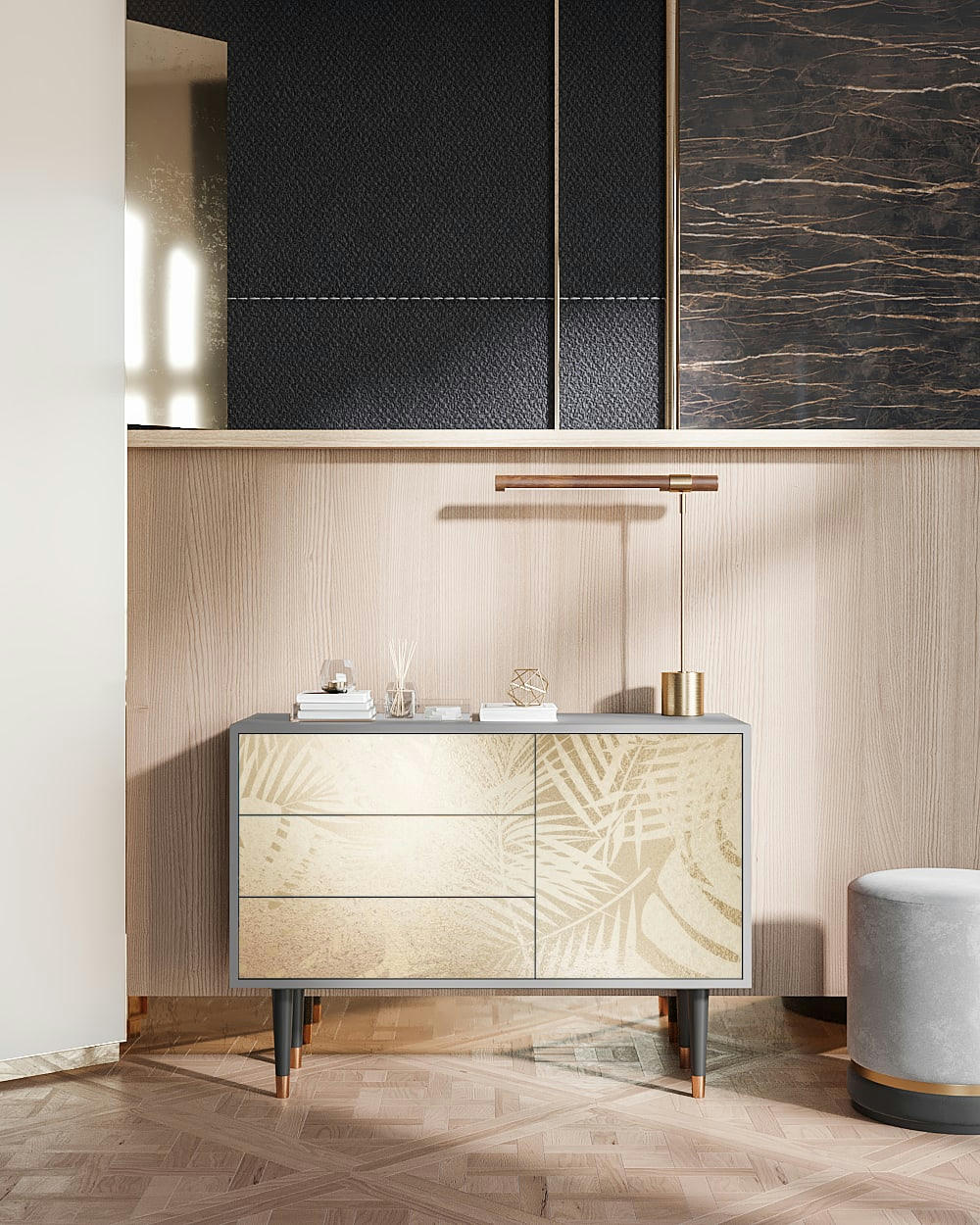 PLANT OF THE DESSERT - Buffet  sable 3 tiroirs et 1 porte L 115 cm