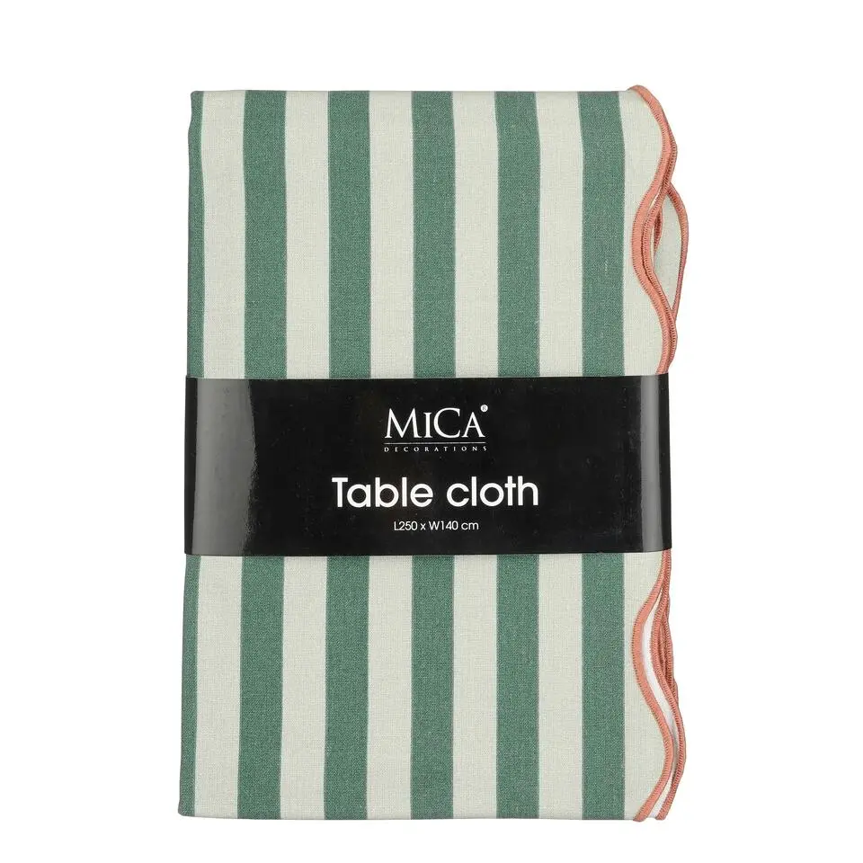 Mica Decorations Gestreept Tafelkleed voor Eettafel - Groen