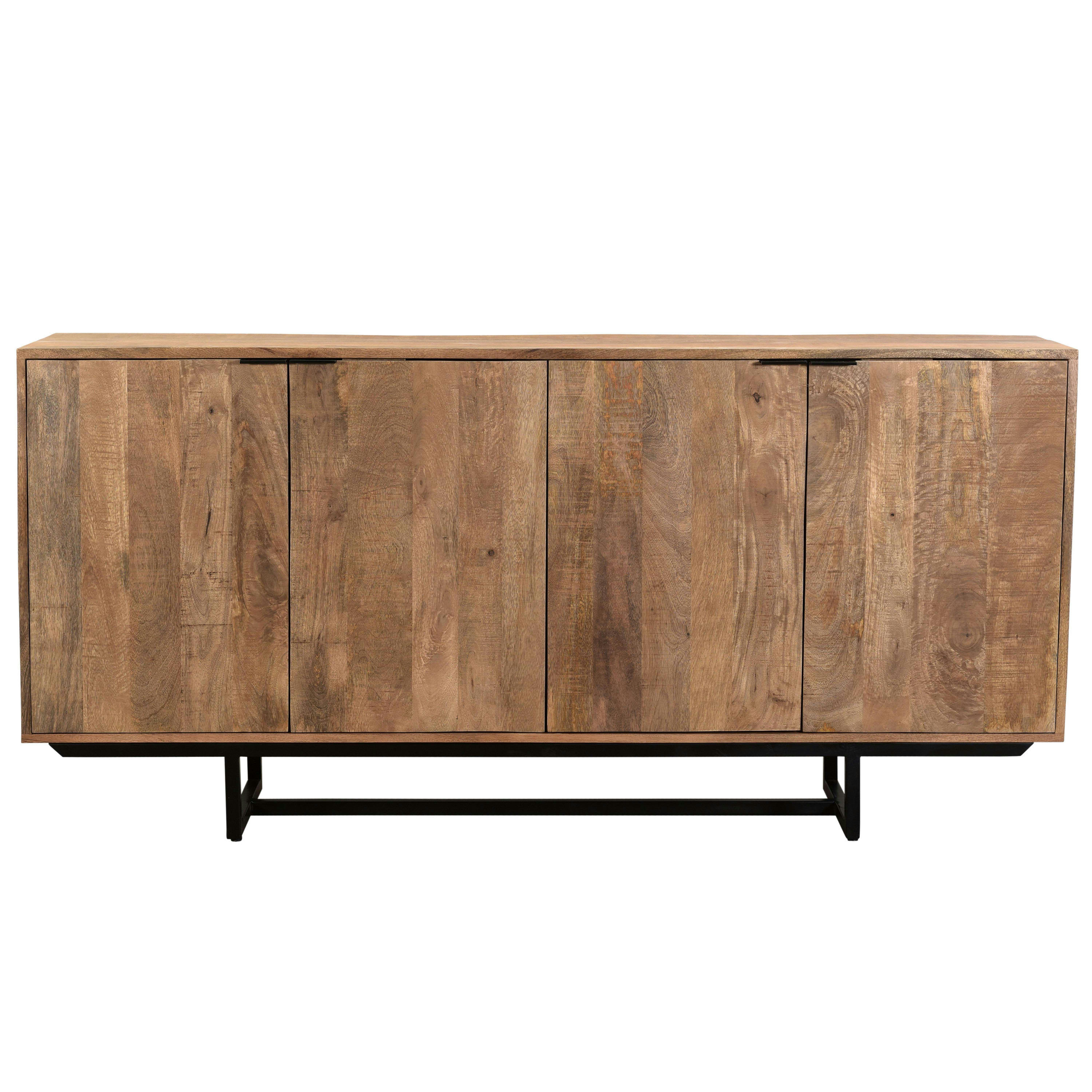 BILBAO - BILBAO-Buffet 4 portes L.185 cm, bois de Manguier massif et métal noir