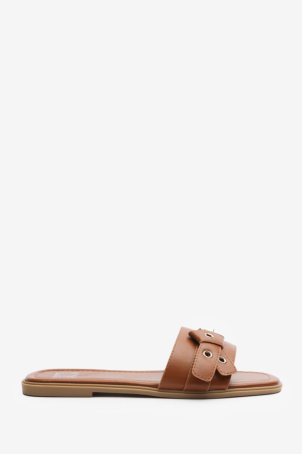 Where's That From Marissa' Slip-On Sandals with Buckle Accent Detail