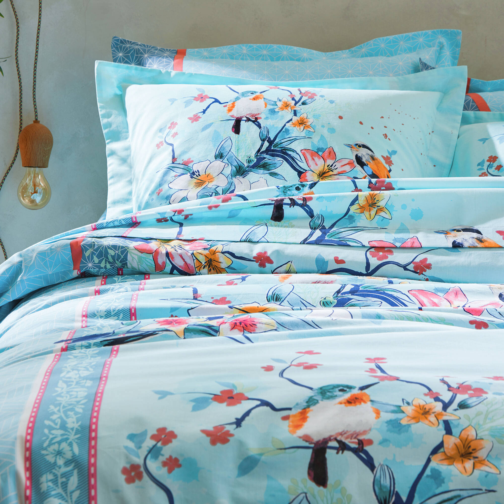 Linge de lit Birdy en coton imprimé oiseaux