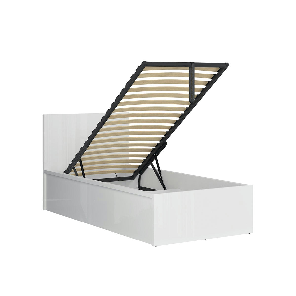 - Lit coffre 90x200 sommier inclus blanc
