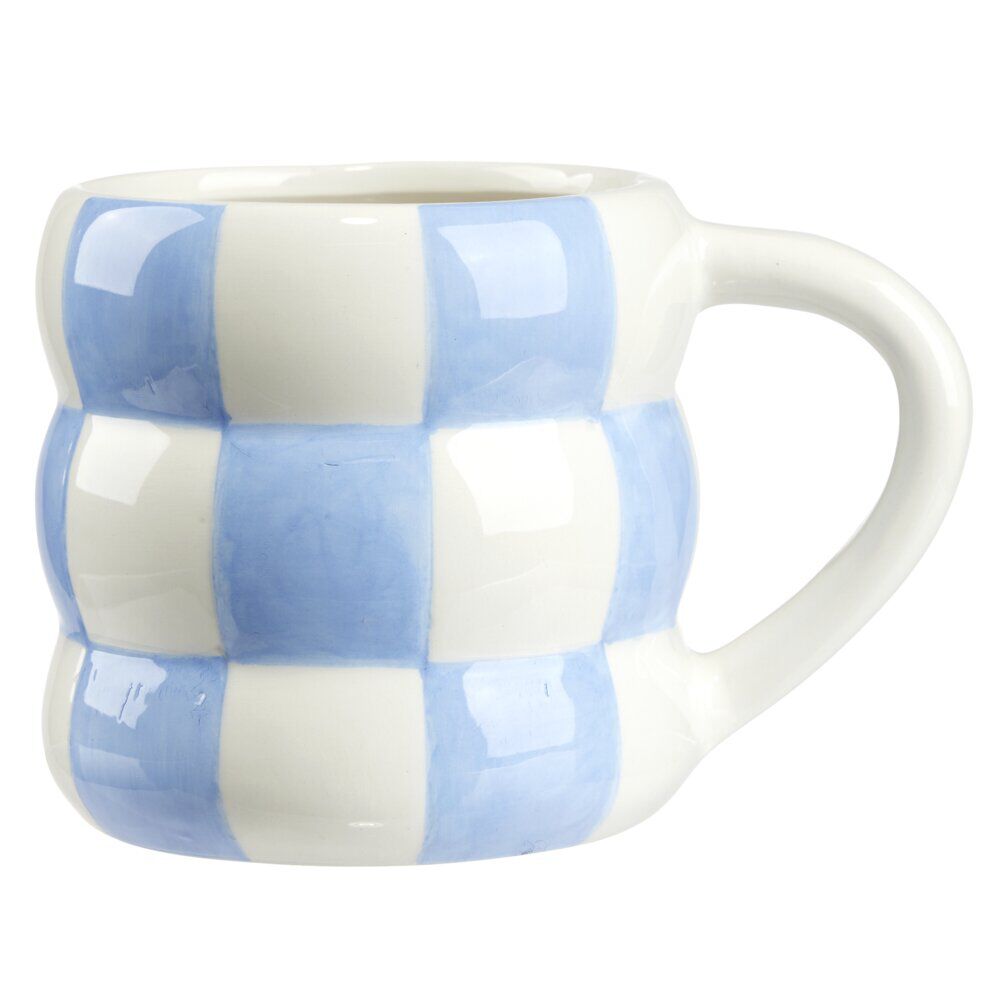 Mug dolomite 38cl motif damier bicolore Ø9xH13cm (3 modèles)