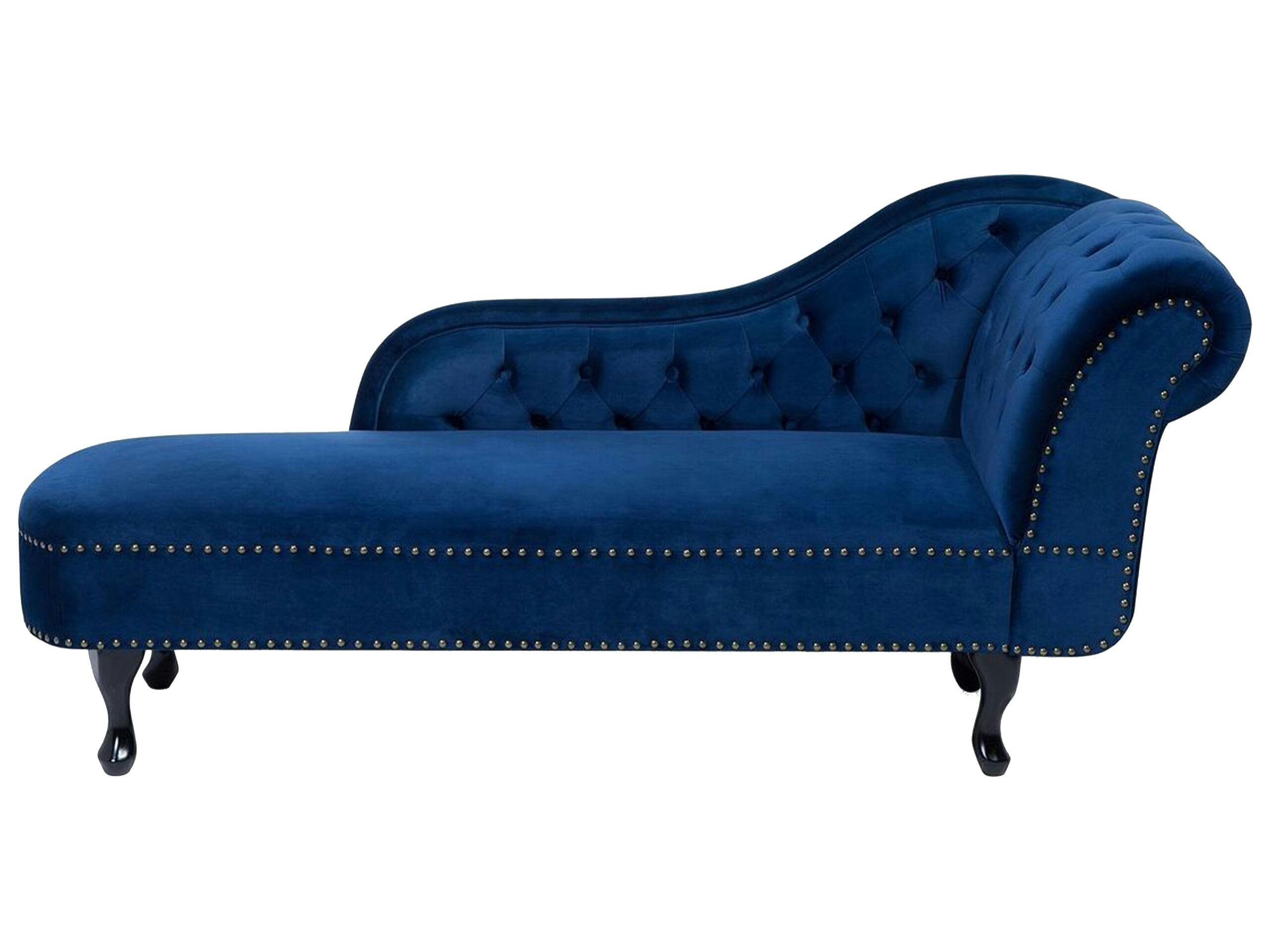 NIMES - Méridienne Chesterfield côté droit en velours bleu