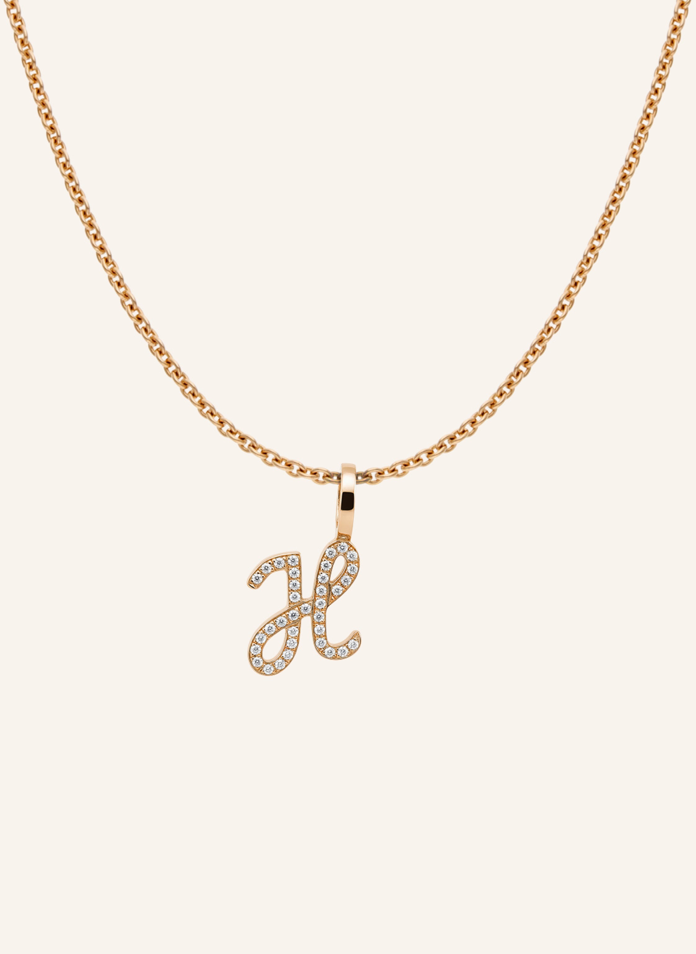 CADA Kette TINY DIAMOND LETTER H