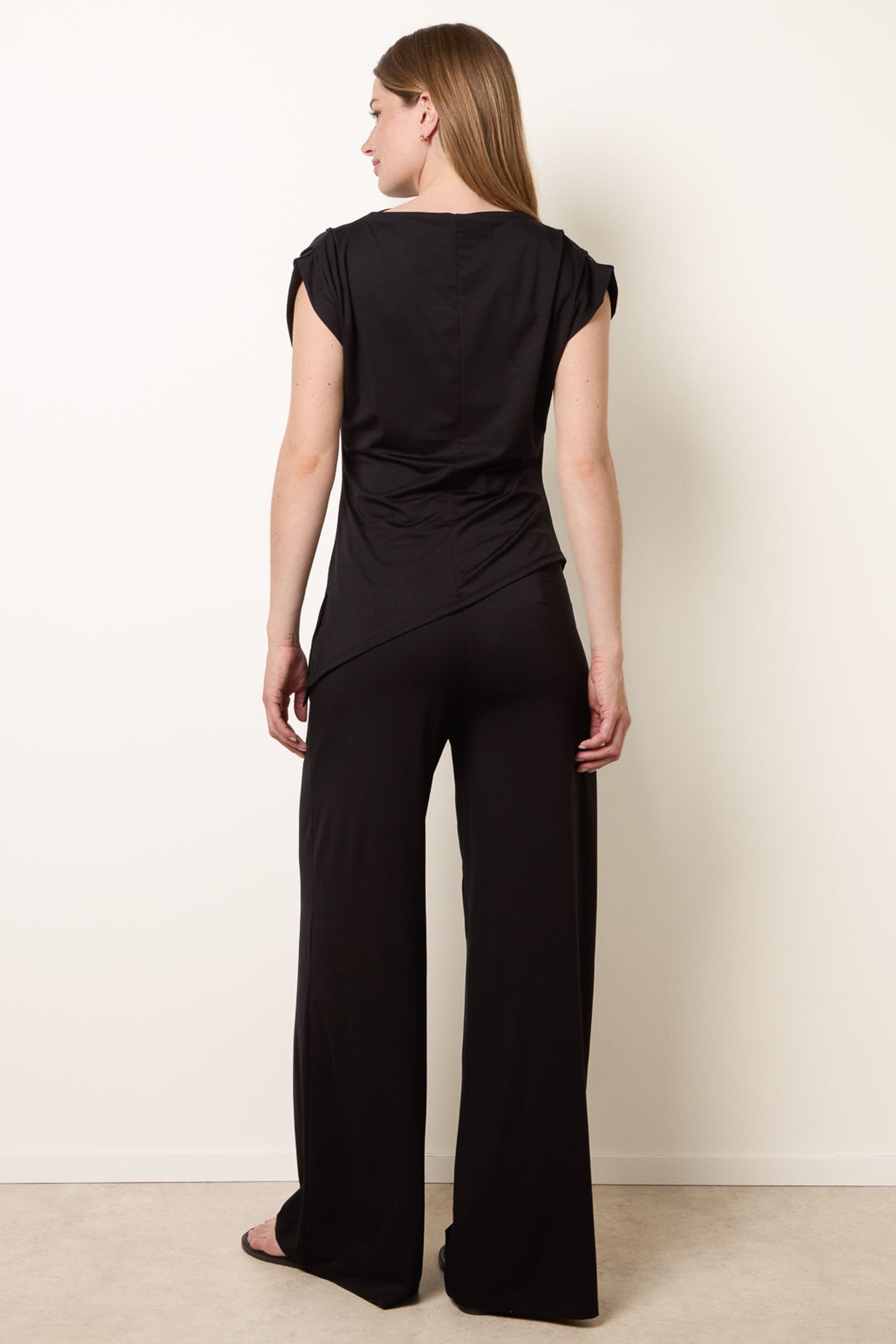 Blue Vanilla Black Soft Jersey Asymmetric Hem Set