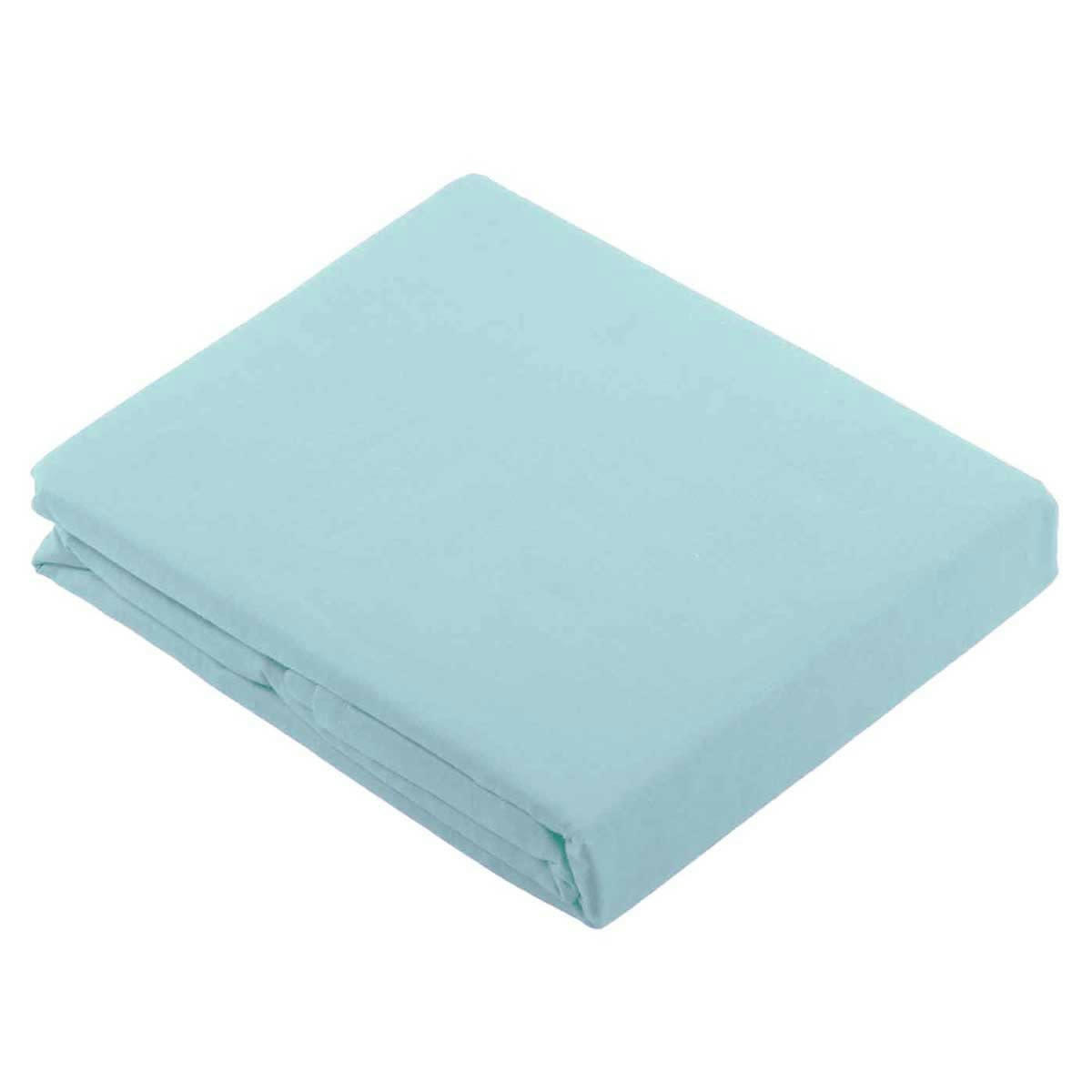 - Drap plat uni en 100 % coton coton bleu ciel  x