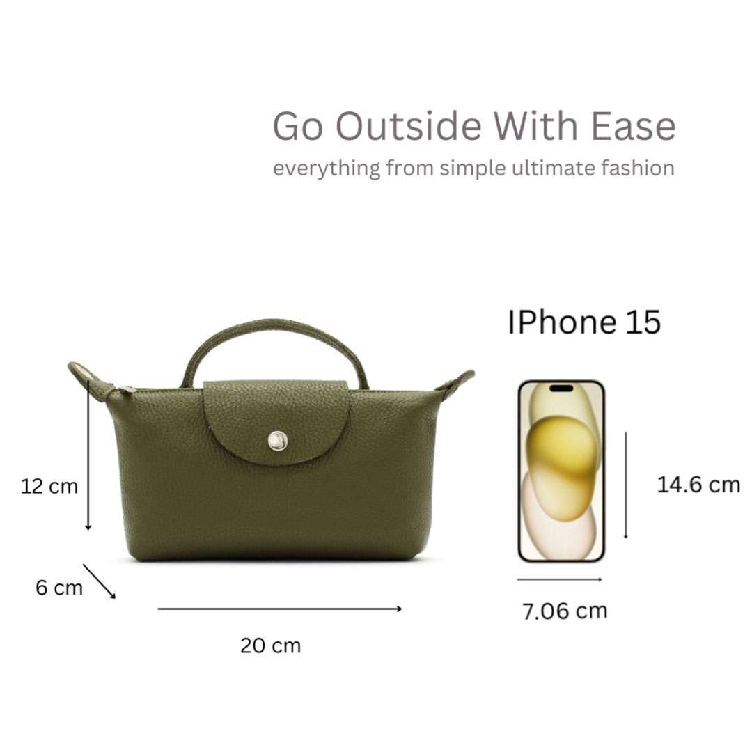 Kitise Italian Genuine Leather Mini Top Handle Crossbody Bag With Detachable Strap