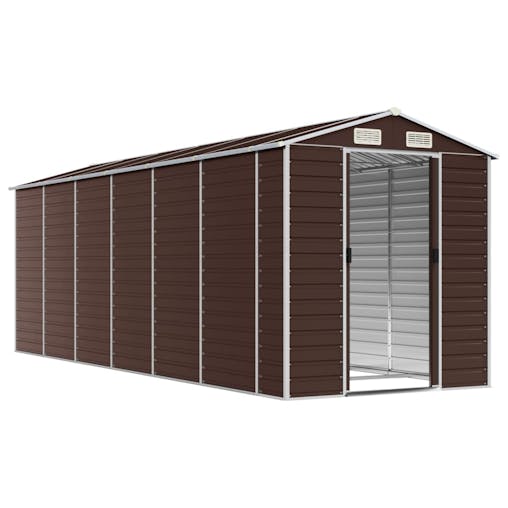 NNEVL Garden Shed Brown 191x555x198 cm Galvanised Steel